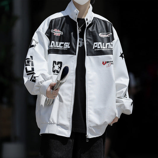 jaqueta esportiva masculina high street com letras estampadas