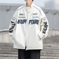 jaqueta esportiva masculina com letras estampadas high street