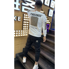 camisa de manga comprida larga masculina com estampa nas costas