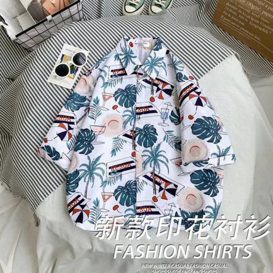 camisa de flor havaiana praia verão seção fina
