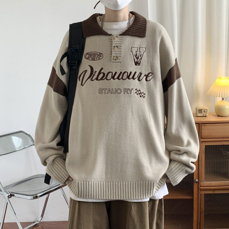 Suéter com gola e estampas estilo streetwear