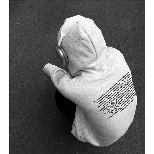 moletom largo masculino tom texto distorcido nas costas estilo high street