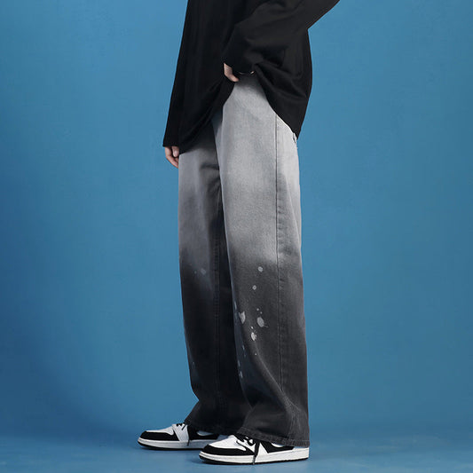 Calça jeans masculina tingida estilo streetwear