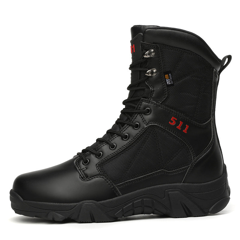 botas masculina de cano alto com detalhes e cadarço