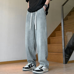 calça jeans reta masculina estilo high street