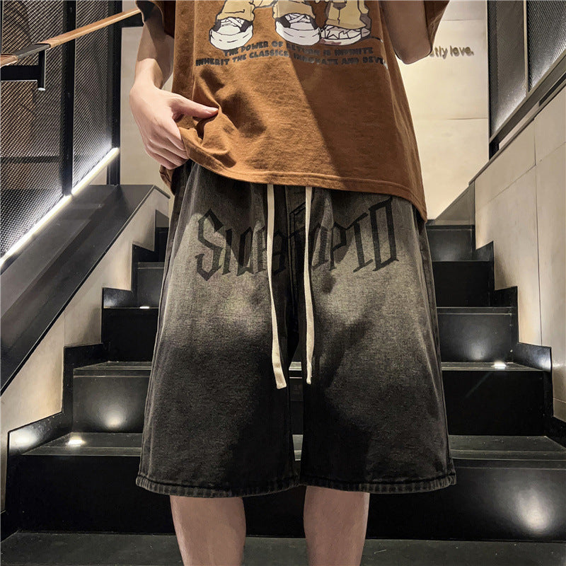 Shorts jeans gradiente masculino,