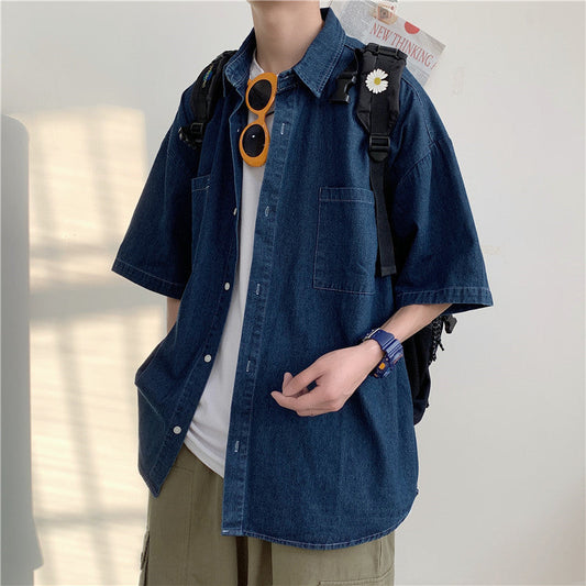jaqueta jeans larga com gola e bolso