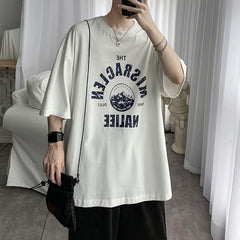 camisa larga com desenhos e letras estampadas estilo hip hop