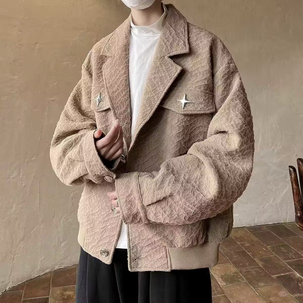 Jaqueta de textura dobrável masculina