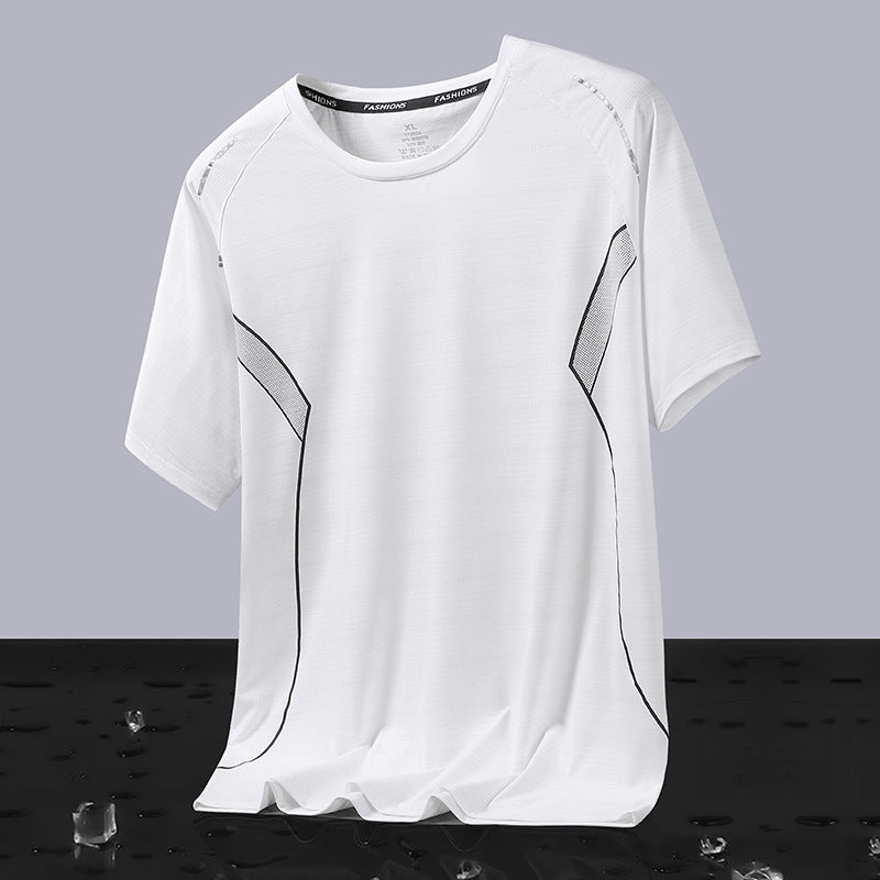 Camiseta esportiva de manga curta masculina de secagem rápida respiravel