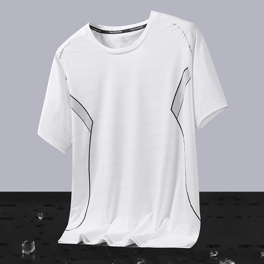 Camiseta esportiva de manga curta masculina de secagem rápida respiravel