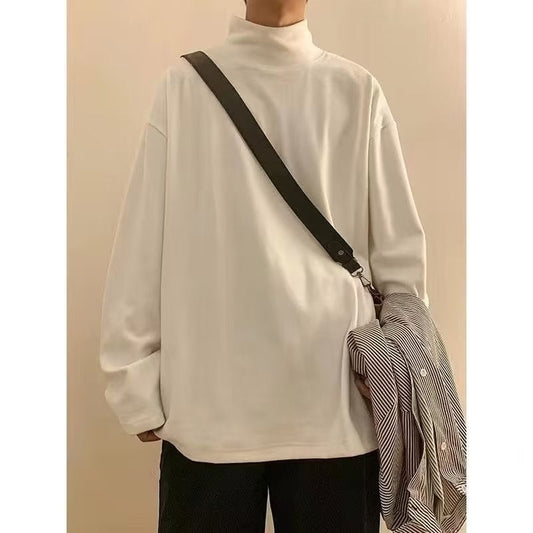 blusa de manga comprida estilo streetwear com gola alta