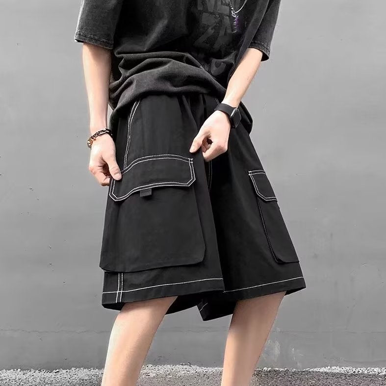 shorts jeans masculino estilo japonês retrô casual