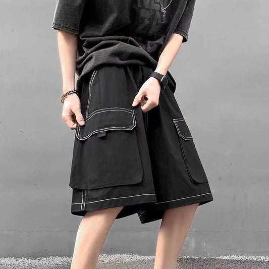 shorts jeans masculino estilo japonês retrô casual