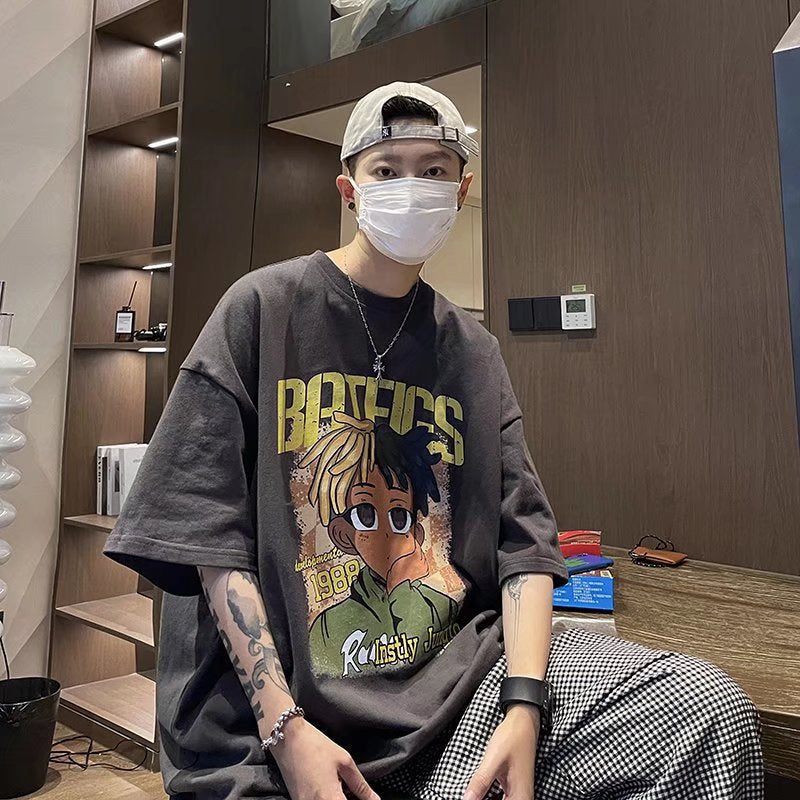 camisa estilo streetwear larga com desenho bordado