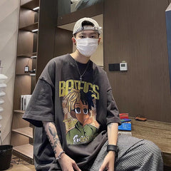 camisa estilo streetwear larga com desenho bordado