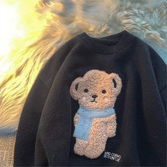 moletom largo masculino com estampa de ursinho streetwear