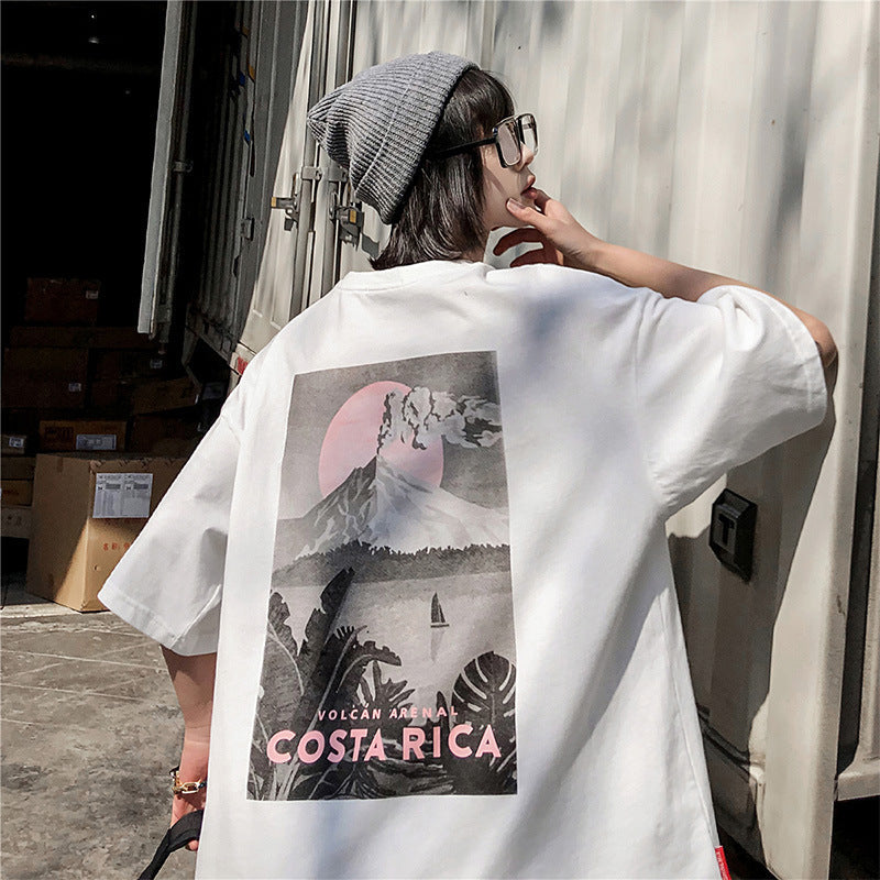 camisa larga com desenho da costa rica