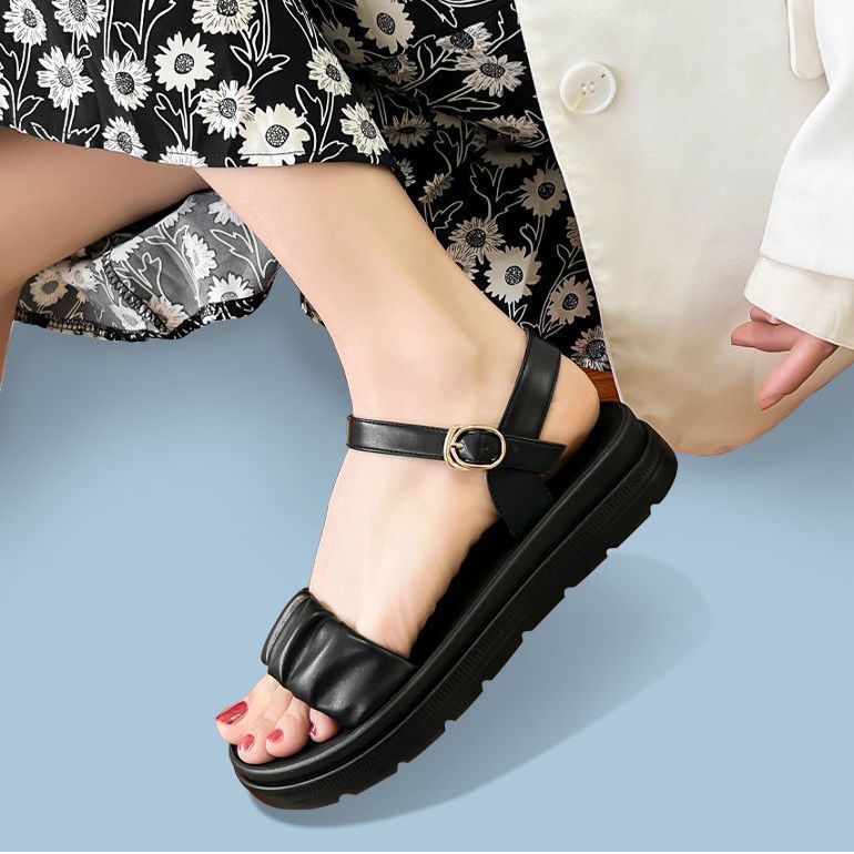 sandalias feminina de couro e alça pra prender