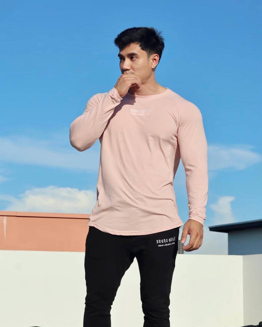 camiseta de manga comprida masculino estilo high street