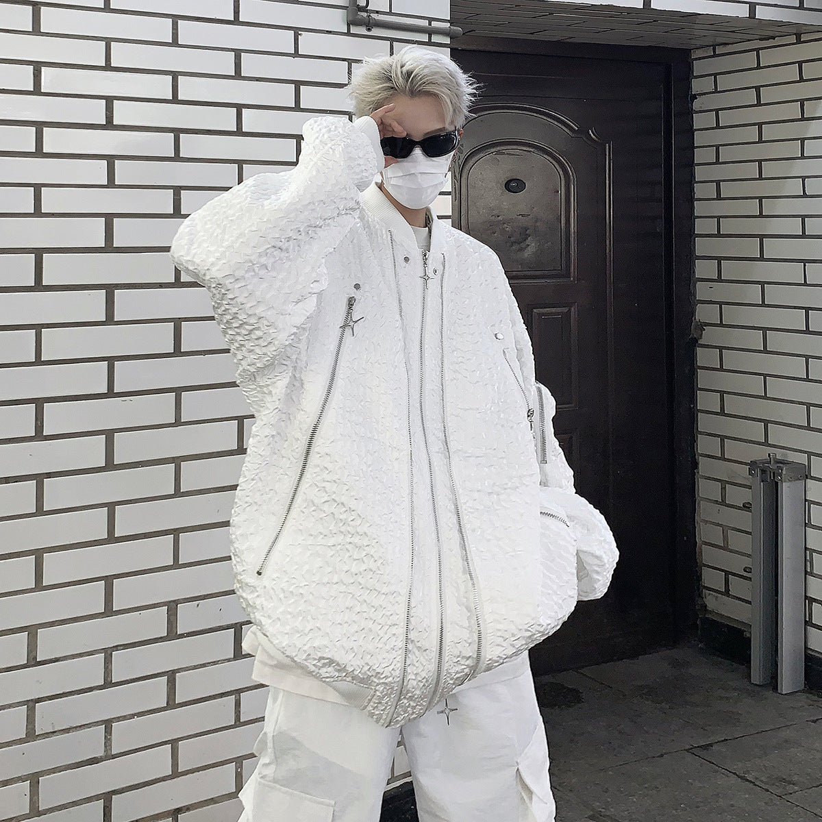 jaqueta larga masculino estilo motoqueiro punk