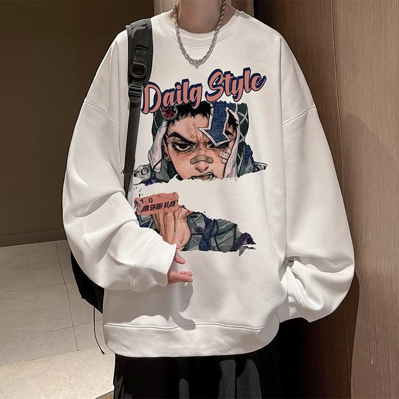 moletom largo masculino do anime JoJo's Bizarre Adventures estilo hip hop streetwear