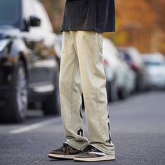 calça jeans casual reta masculina high street com estampa