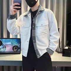 jaqueta masculina com multi bolsos streetwear