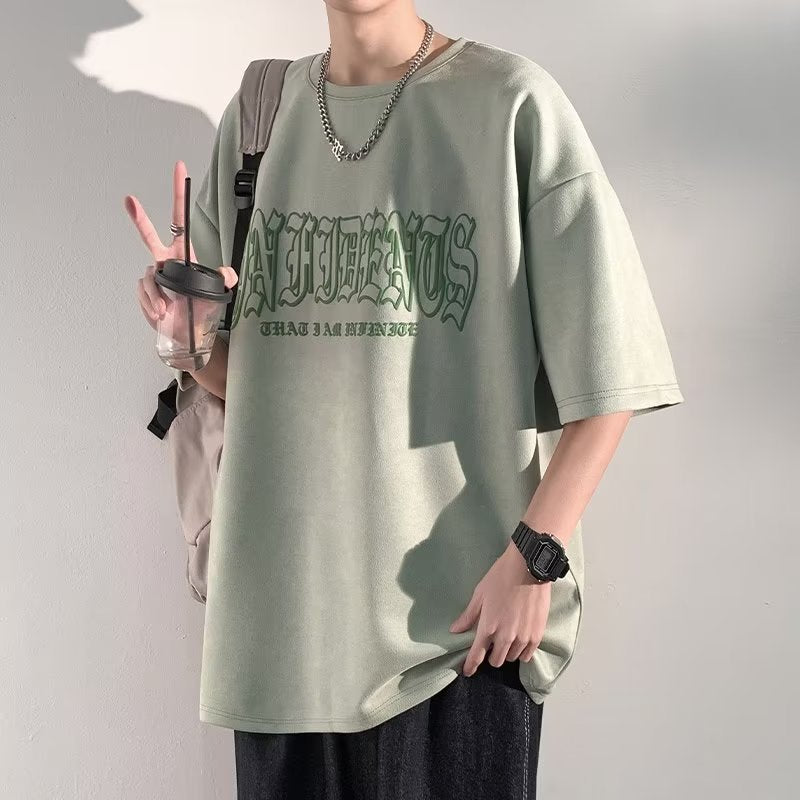 Camisa retrô solta retrô de manga curta masculina e feminina de verão americano hip-hop para casal rede personalidade solta