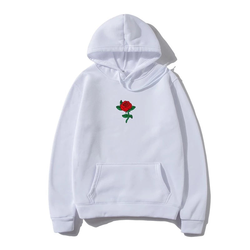 Moletom retrô com flor estampada estilo hip hop
