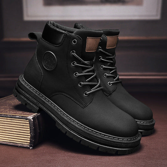 botas de couro genuíno masculino estilo high street