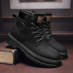 botas de couro genuíno masculino estilo high street