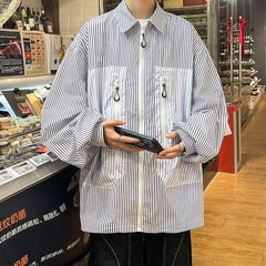 Jaqueta retrô japonesa com costura em tiras de manga comprida