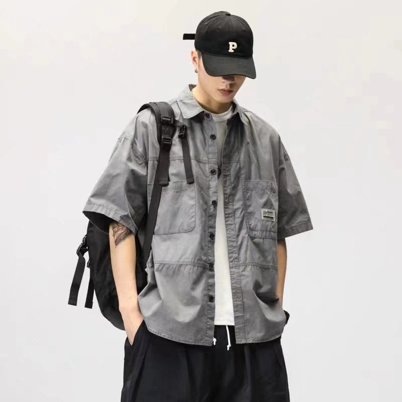 camisa de manga curta masculina estilo streetwear