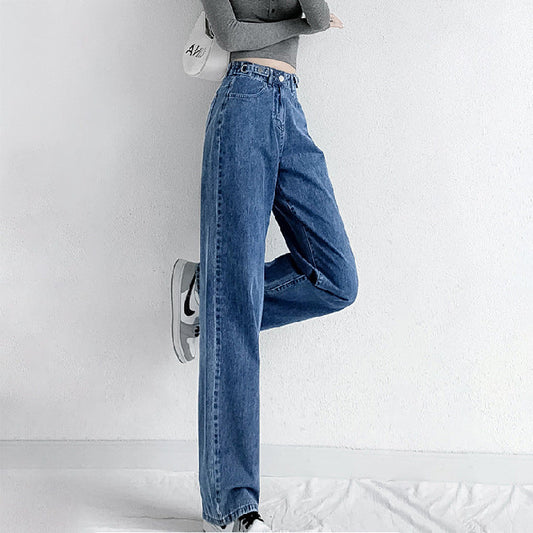 calça jeans reta feminina estilo streetwear