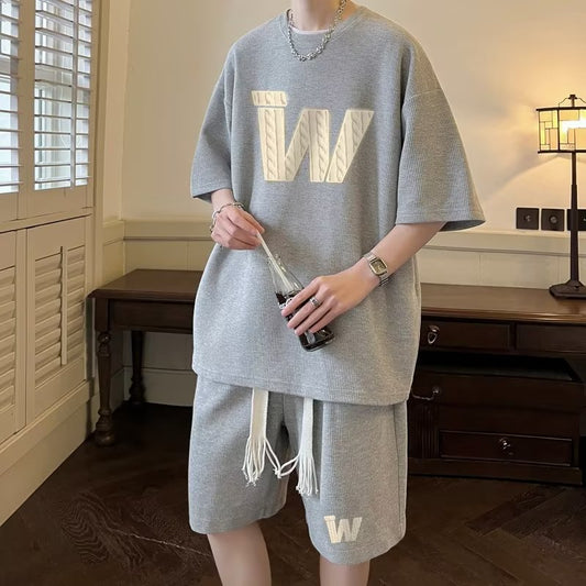 camisa larga e shorts masculino com ''W'' bordado