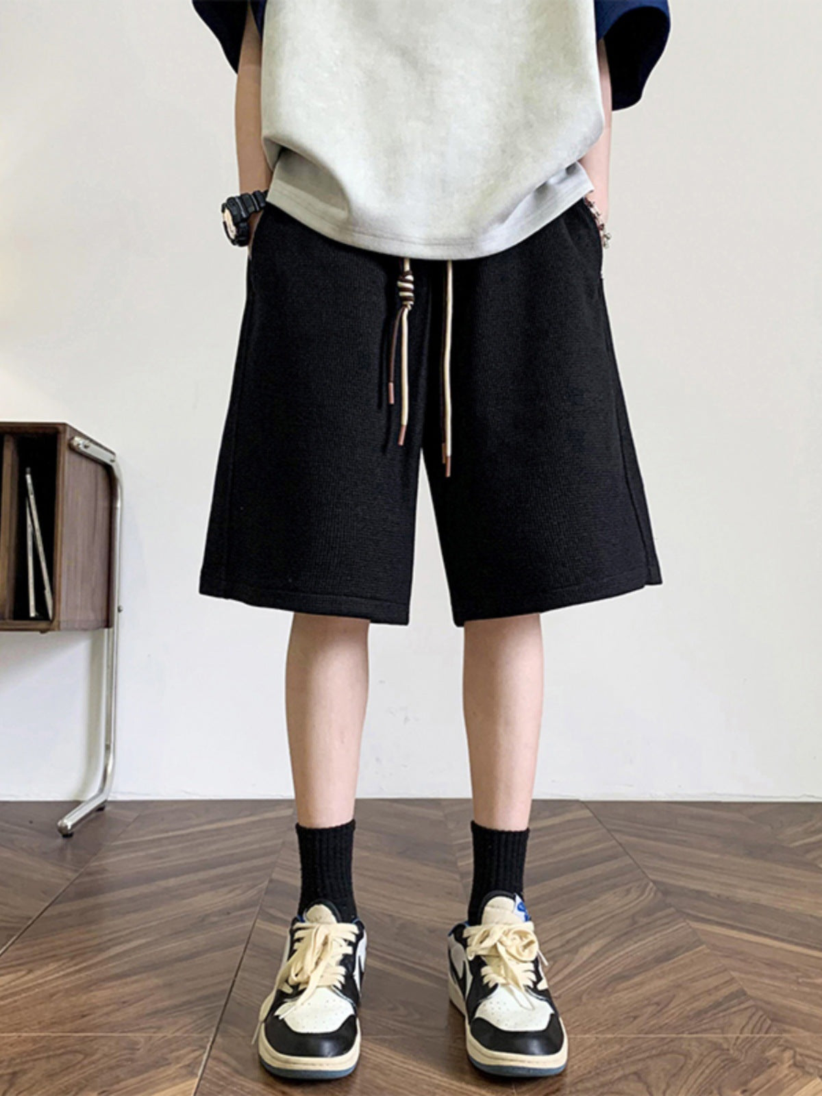 shorts largo masculino com laço