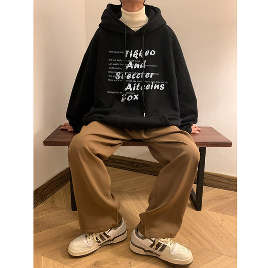 moletom largo masculino com estampa de escritas estilo hip hop