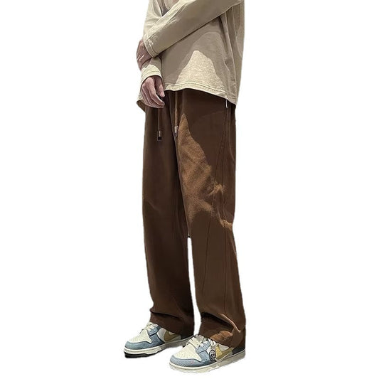 calça larga estilo retro em linha reta japonês