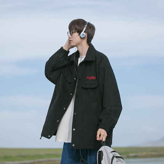 jaqueta larga masculina com multi bolsos streetwear