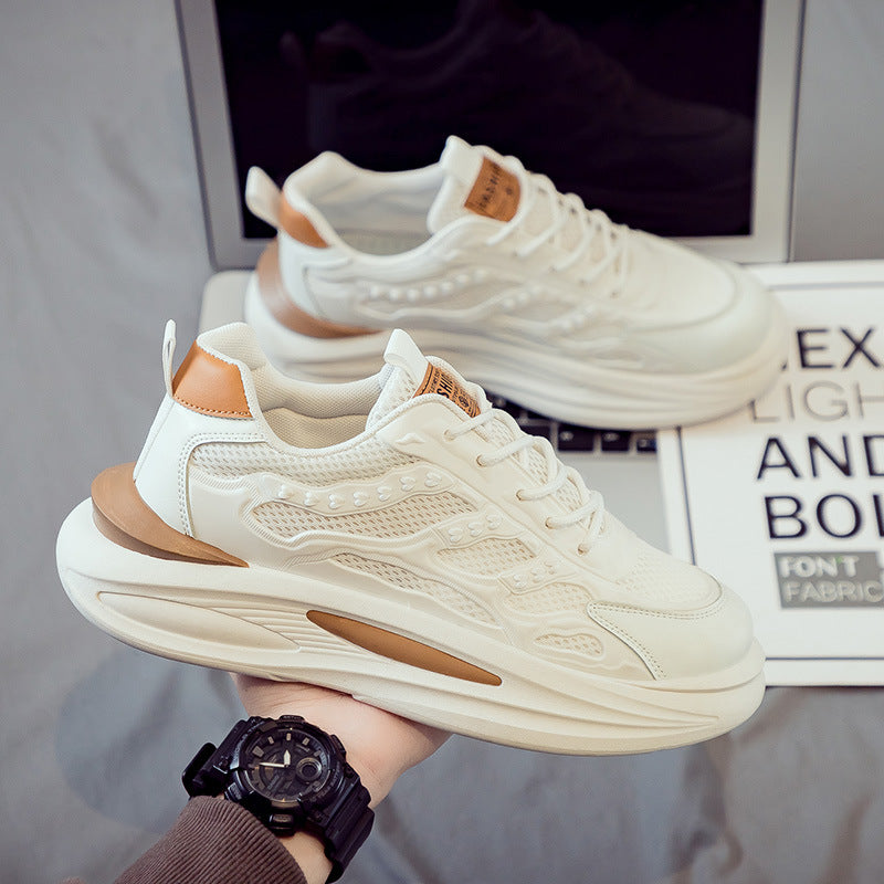 tenis de sola grossa esportiva respirável malha fina anti-odor