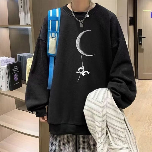 moletom largo masculino com estampa de lua high street