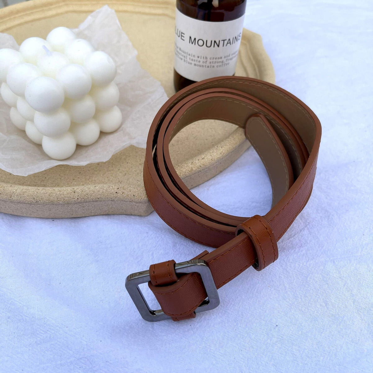 cinto de fivela quadrada masculino casual