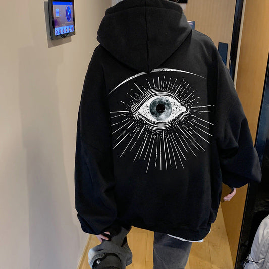 moletom largo masculino com olho no fundo estampado