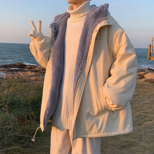 jaqueta de inverno masculina de forro grosso por dentro