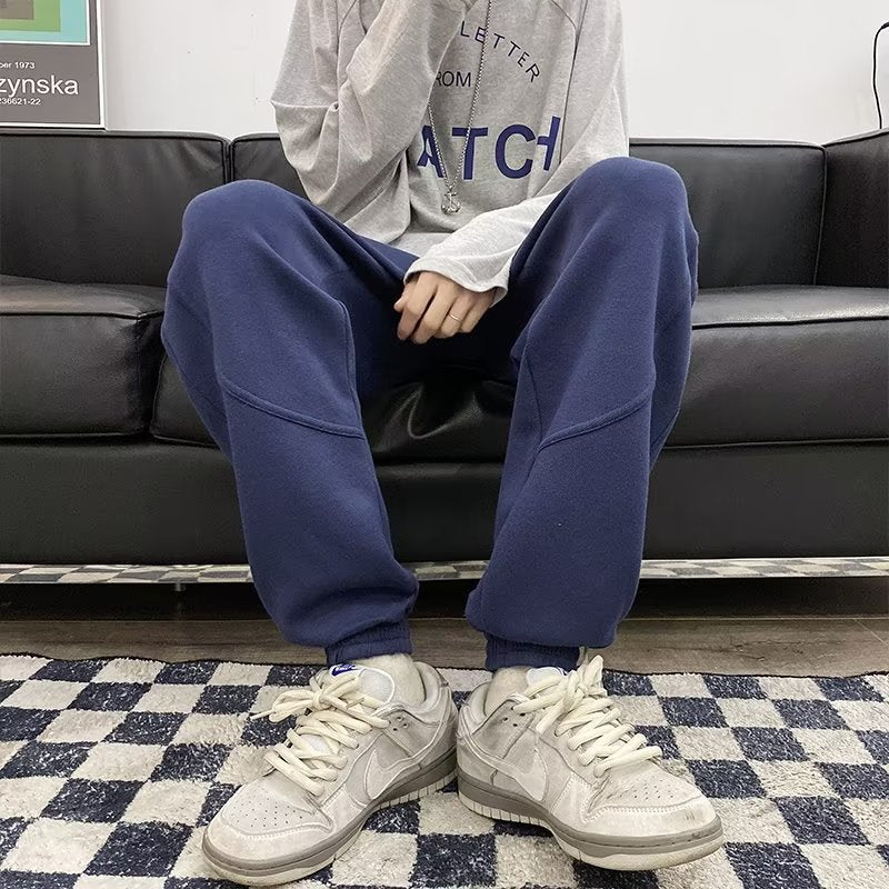 Calças de moletom largas masculinas casuais soltasde veludo 2023 da moda para todos os jogos calças masculinas da moda de Hong Kong