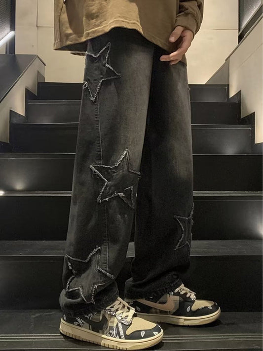 calça larga masculina com estrela estampadas