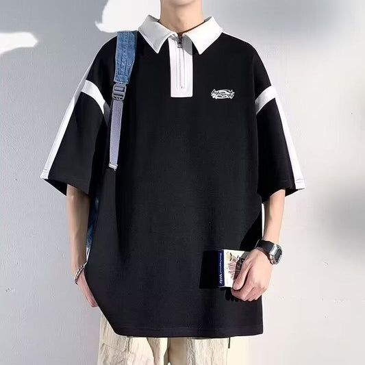 blusa polo masculina com gola e ziper