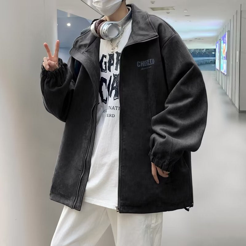 jaqueta masculina com gola alta estilo high street