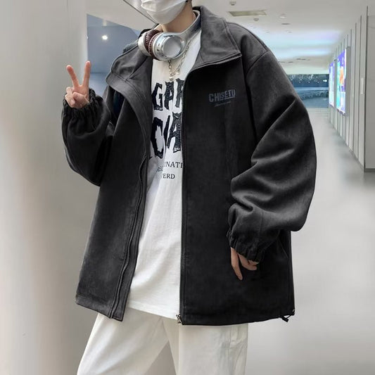 jaqueta masculina com gola alta estilo high street